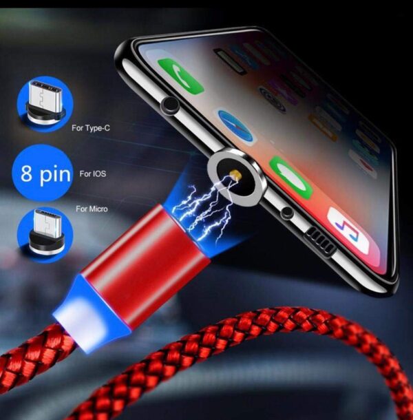 Magnetic Fast Charging Cable + Data Cable 3A For Micro USB Android - iPhone - Type C - Braided LED Fast Charging Cable