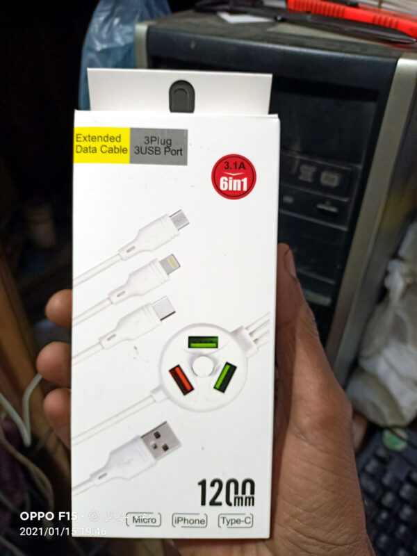 6 in 1 Extended mobile data cable 3 Plug 3 Usb port 3.1am