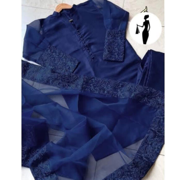3 Pcs Women's Stitched Embroidered Suit