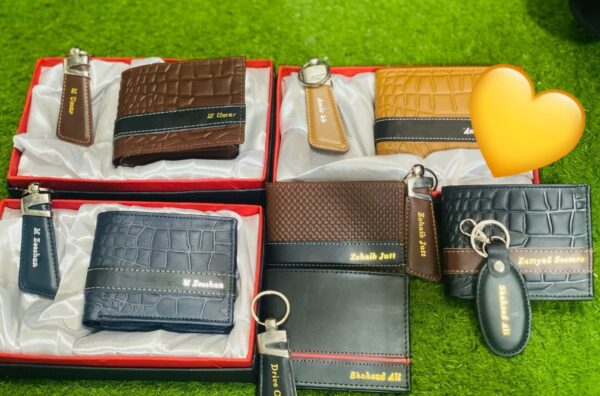 Customized Name Leather Wallet & Keychain Set – 2 in 1 Gift Combo
