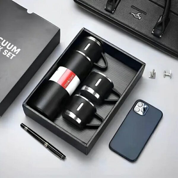 3 Cup 500 Ml Double-layer Stainless Steel Vacuum Flask Set