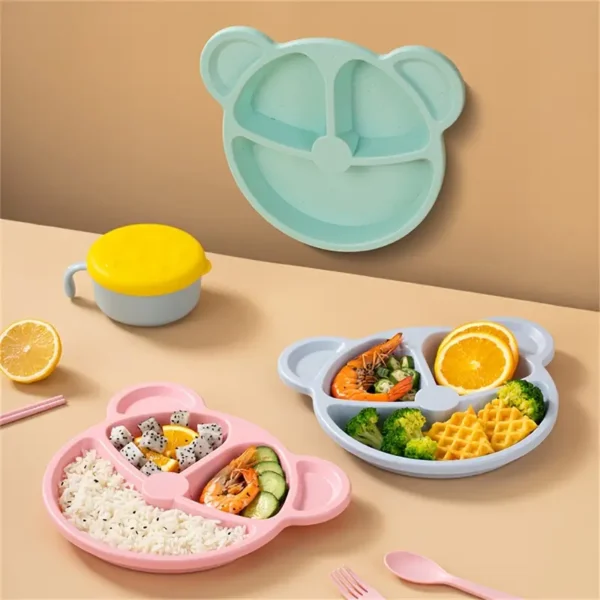 5 Pcs Bear Plate Set – Cartoon Compartment Dinner Plat