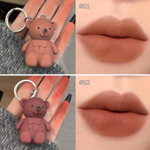 6-Piece Cute Bear Keychain Liquid Lipstick Set