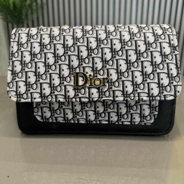 Dior Oblique Canvas & Leather Flap Clutch. Luxury Designer Handbag for Women