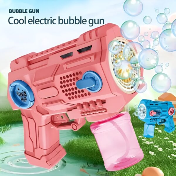 Children’s Handheld Porous Electric Bubble Gun with Lights & Music – Automatic Mess-Free Bubble Blower with Bottle Fix System for Indoor/Outdoor Play