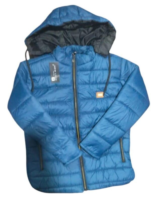 Men's Blue Parachute Men's Blue Parachute Puffer Jacket - 1 Pc, Hooded NeckJacket - 1 Pc, Hooded Neck