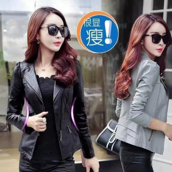 Short Women's Leather Jacket Korean Style