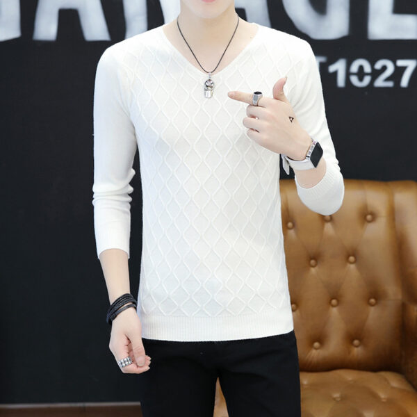 men's long-sleeved V-neck mesh pullover sweater