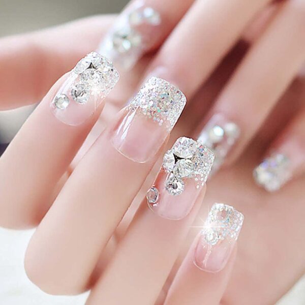 Multicolor 12 Pcs Stylish Artificial Nails Set For Fashionable Look And Easy Application (Random Design)