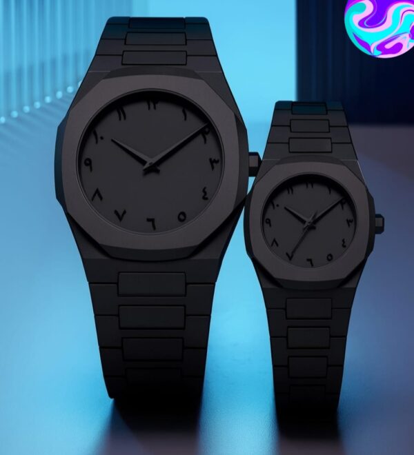 Black Aura Couple Watch – Elegant Matching Timepieces, Stylish Fashion Accessories for Men and Women-without box