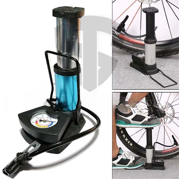 Foot And Hand Air Pump With Air Pressure Gauge – Fast Portable Car Bike ...