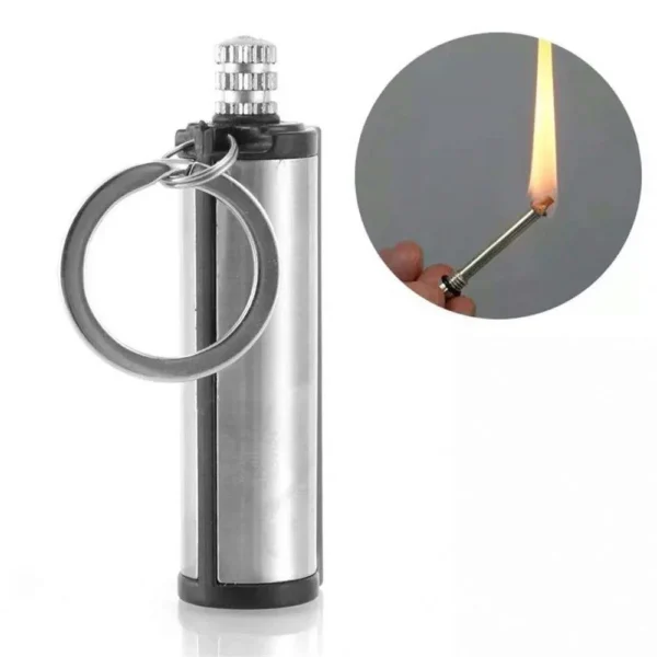 Permanent Match Striker Flint Stone Lighter with Keychain  Waterproof Survival Matchstick for Smoking & Outdoor Use