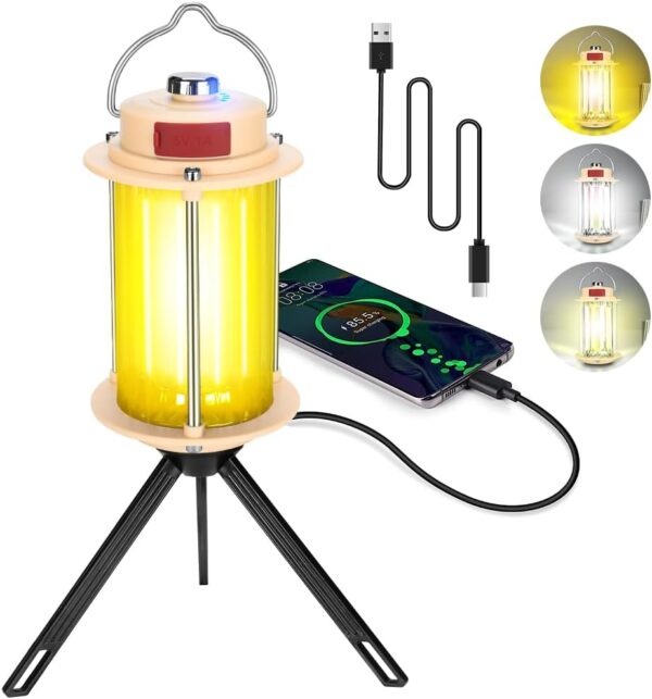 MX6611 Stepless Dimmable LED Camping Light – Portable Rechargeable Outdoor Lantern with Tripod Stand