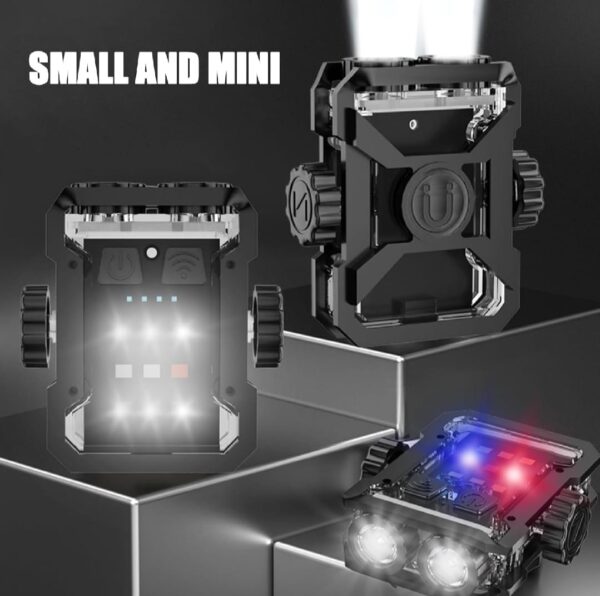 Magnetic Mini EDC Flashlight 1000 Lumens Keychain Flashlights 8 Modes Pocket Flash Light with White Red Blue Lights Small Flashlight for Camping, Running, Emergency, Hiking (Black)