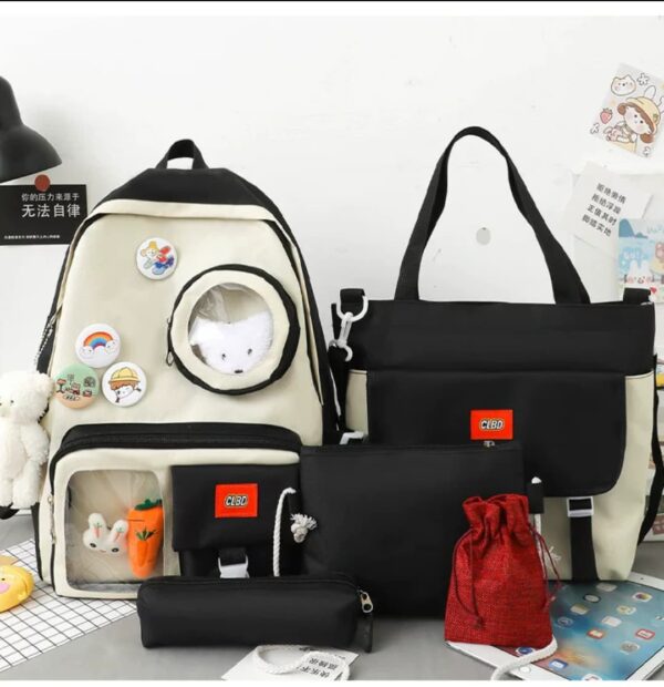 4 Set Backpack For Teenager Girl Waterproof High Capacity School Bags Female Student Cute BookBags