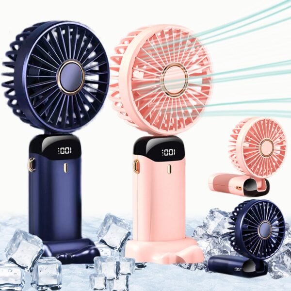 Rechargeable Hand Fan with LED Display  5 Speed