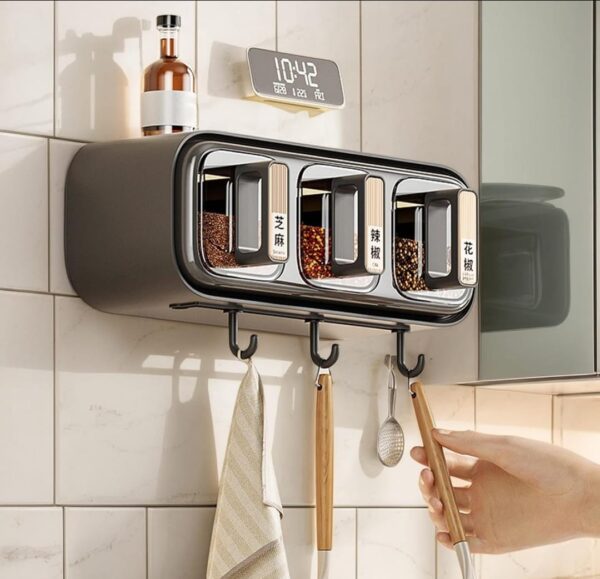 Wall Mounted Seasoning Box Condiment Containers Space Saving Storage